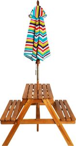 vidaXL dziecięcy stolik piknikowy z parasolem 79x90x60 cm, lita akacja (43990) 3