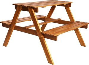 vidaXL dziecięcy stolik piknikowy z parasolem 79x90x60 cm, lita akacja (43990) 4