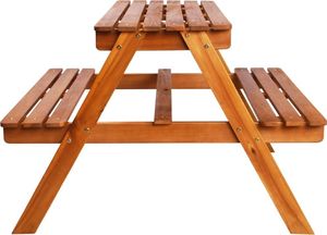 vidaXL dziecięcy stolik piknikowy z parasolem 79x90x60 cm, lita akacja (43990) 5