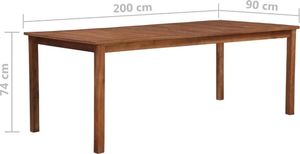 vidaXL stół ogrodowy, 200x90x74 cm, lite drewno akacjowe (44106) 5