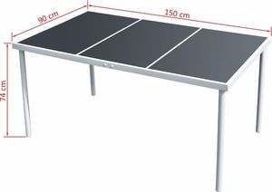 vidaXL stół ogrodowy, 150x90x74 cm, czarny, stalowy (43305) 4