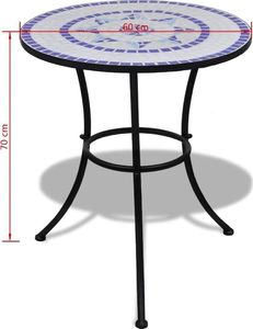 vidaXL stolik bistro, niebiesko-biały, 60 cm, mozaikowy (41530) 5