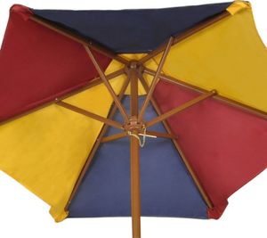 vidaXL stół dla dzieci z ławkami i parasolem, wielokolorowy, drewniany (40773) 6