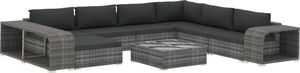 vidaXL 10 częściowy ogrodowy zestaw wypoczynkowy, poduszki, rattan PE, szary (46816) 2