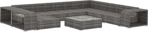 vidaXL 10 częściowy ogrodowy zestaw wypoczynkowy, poduszki, rattan PE, szary (46816) 3