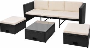 vidaXL 4 częściowy zestaw wypoczynkowy do ogrodu, poduszki, rattan PE czarny (43104) 2