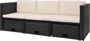 vidaXL 4 częściowy zestaw wypoczynkowy do ogrodu, poduszki, rattan PE czarny (43104) 5