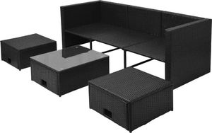 vidaXL 4 częściowy zestaw wypoczynkowy do ogrodu, poduszki, rattan PE czarny (43104) 6