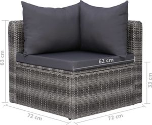vidaXL 8 częściowy zestaw wypoczynkowy do ogrodu, poduszki, rattan PE, szary (44157) 8