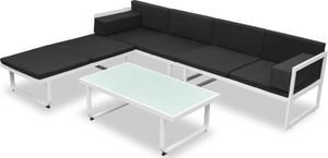 vidaXL 4 częściowy zestaw mebli do ogrodu z poduszkami, aluminium, czarny (42815) 2