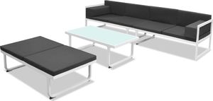 vidaXL 4 częściowy zestaw mebli do ogrodu z poduszkami, aluminium, czarny (42815) 3