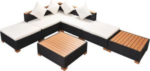 vidaXL 7 częściowy zestaw wypoczynkowy do ogrodu, poduszki, rattan PE czarny (42757) 2