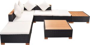 vidaXL 7 częściowy zestaw wypoczynkowy do ogrodu, poduszki, rattan PE czarny (42757) 3