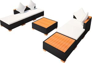 vidaXL 7 częściowy zestaw wypoczynkowy do ogrodu, poduszki, rattan PE czarny (42757) 4