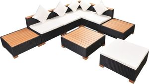 vidaXL 8 częściowy zestaw wypoczynkowy do ogrodu, poduszki, rattan PE czarny (42756) 3