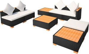 vidaXL 8 częściowy zestaw wypoczynkowy do ogrodu, poduszki, rattan PE czarny (42756) 4