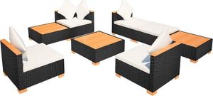 vidaXL 8 częściowy zestaw wypoczynkowy do ogrodu, poduszki, rattan PE czarny (42756) 5