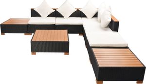 vidaXL 8 częściowy zestaw wypoczynkowy do ogrodu, poduszki, rattan PE czarny (42756) 6