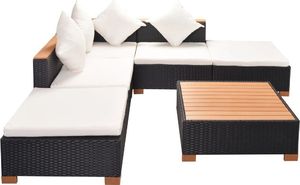 vidaXL 6 częściowy zestaw wypoczynkowy do ogrodu, poduszki, rattan PE czarny (42755) 3