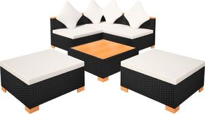 vidaXL 6 częściowy zestaw wypoczynkowy do ogrodu, poduszki, rattan PE czarny (42755) 5