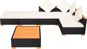 vidaXL 6 częściowy zestaw wypoczynkowy do ogrodu, poduszki, rattan PE czarny (42755) 6