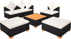 vidaXL 6 częściowy zestaw wypoczynkowy do ogrodu, poduszki, rattan PE czarny (42755) 7