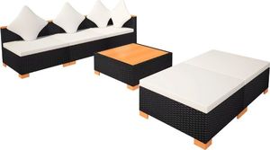 vidaXL 6 częściowy zestaw wypoczynkowy do ogrodu, poduszki, rattan PE czarny (42755) 8