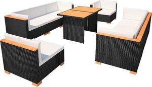 vidaXL 10 częściowy zestaw mebli do ogrodu, poduszki, rattan PE, czarny (42753) 2