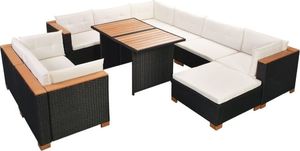 vidaXL 10 częściowy zestaw mebli do ogrodu, poduszki, rattan PE, czarny (42753) 3