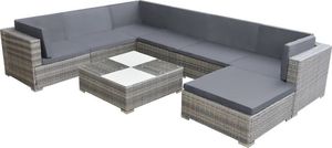 vidaXL 8 częściowy zestaw wypoczynkowy do ogrodu, poduszki, rattan PE, szary (42738) 2
