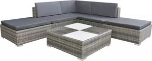 vidaXL 6 częściowy zestaw wypoczynkowy do ogrodu, poduszki, rattan PE, szary (42737) 2
