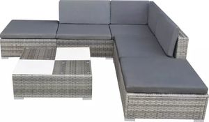 vidaXL 6 częściowy zestaw wypoczynkowy do ogrodu, poduszki, rattan PE, szary (42737) 3