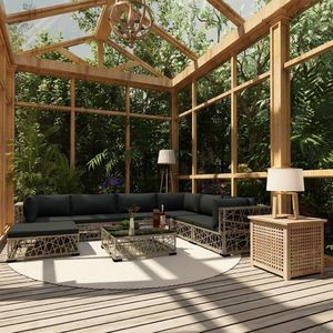 vidaXL 8 częściowy zestaw wypoczynkowy do ogrodu, poduszki, rattan PE, szary (46806) 1