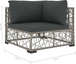 vidaXL 8 częściowy zestaw wypoczynkowy do ogrodu, poduszki, rattan PE, szary (46806) 8