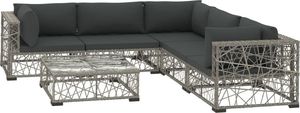 vidaXL 6 częściowy zestaw wypoczynkowy do ogrodu, poduszki, rattan PE, szary (46809) 2