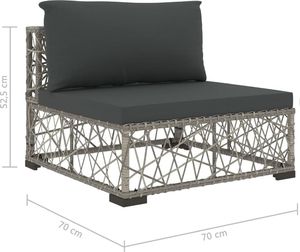 vidaXL 6 częściowy zestaw wypoczynkowy do ogrodu, poduszki, rattan PE, szary (46809) 8