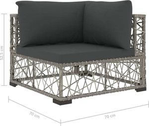vidaXL 10 częściowy ogrodowy zestaw wypoczynkowy, poduszki, rattan PE, szary (46810) 7