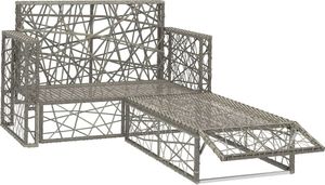 vidaXL 2 częściowy zestaw wypoczynkowy do ogrodu, poduszki, rattan PE, szary (46812) 2