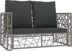 vidaXL 2 częściowy zestaw wypoczynkowy do ogrodu, poduszki, rattan PE, szary (46812) 3
