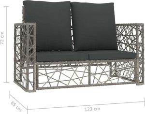 vidaXL 2 częściowy zestaw wypoczynkowy do ogrodu, poduszki, rattan PE, szary (46812) 6