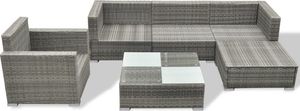 vidaXL 6 częściowy zestaw wypoczynkowy do ogrodu, poduszki, rattan PE, szary (41879) 4