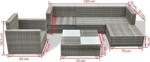 vidaXL 6 częściowy zestaw wypoczynkowy do ogrodu, poduszki, rattan PE, szary (41879) 8