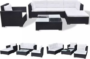 vidaXL 6 częściowy zestaw wypoczynkowy do ogrodu, poduszki, rattan PE czarny (41874) 2