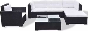 vidaXL 6 częściowy zestaw wypoczynkowy do ogrodu, poduszki, rattan PE czarny (41874) 3