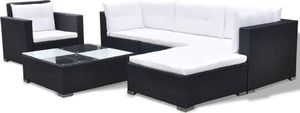 vidaXL 6 częściowy zestaw wypoczynkowy do ogrodu, poduszki, rattan PE czarny (41874) 4
