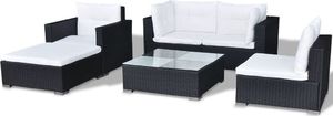 vidaXL 6 częściowy zestaw wypoczynkowy do ogrodu, poduszki, rattan PE czarny (41874) 6