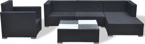 vidaXL 6 częściowy zestaw wypoczynkowy do ogrodu, poduszki, rattan PE czarny (41874) 7