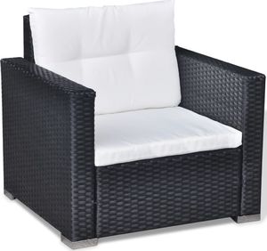 vidaXL 6 częściowy zestaw wypoczynkowy do ogrodu, poduszki, rattan PE czarny (41874) 8