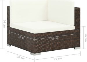 vidaXL 8 częściowy zestaw wypoczynkowy do ogrodu, poduszki, rattan PE, brąz (44609) 8