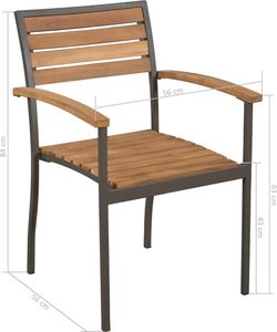 vidaXL 5-cz. zestaw mebli ogrodowych, lite drewno akacjowe i stal 7